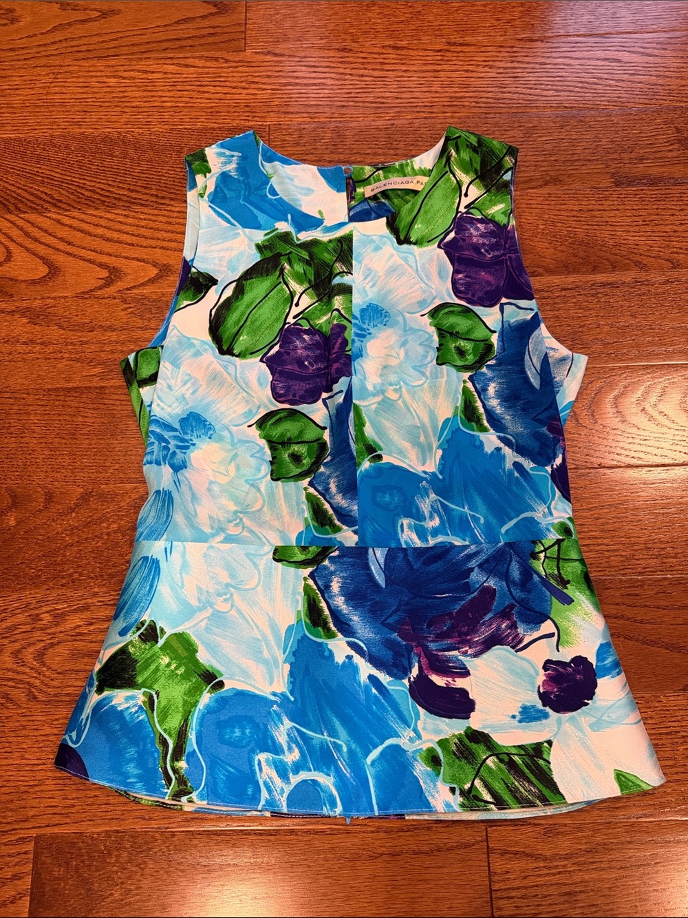 Balenciaga Floral Sleeveless Tank Top - Blue, Green & Purple